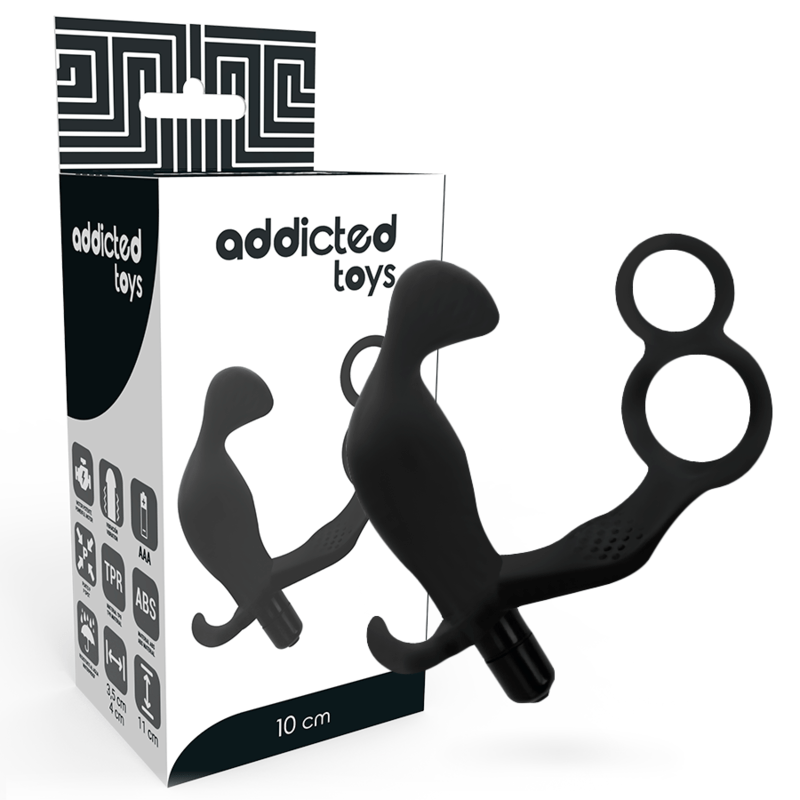 ADDICTED TOYS - PLUG ANAL COM ANEL DE PÊNIS DUPLO E TESTÍCULOS PRETO - Toys "n" Us
