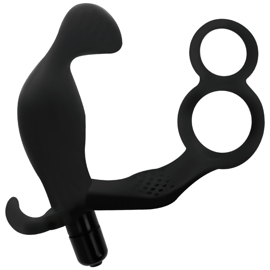 ADDICTED TOYS - PLUG ANAL COM ANEL DE PÊNIS DUPLO E TESTÍCULOS PRETO - Toys "n" Us