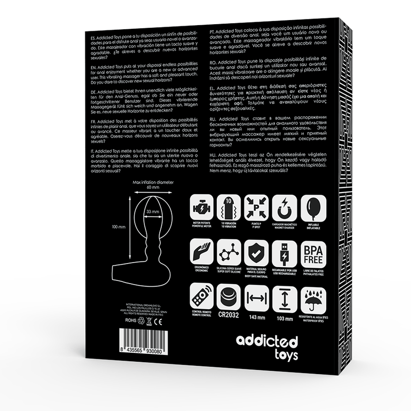 ADDICTED TOYS - PLUGUE DE CONTROLE REMOTO INFLVEL - 10 MODOS DE VIBRAO - Toys "n" Us
