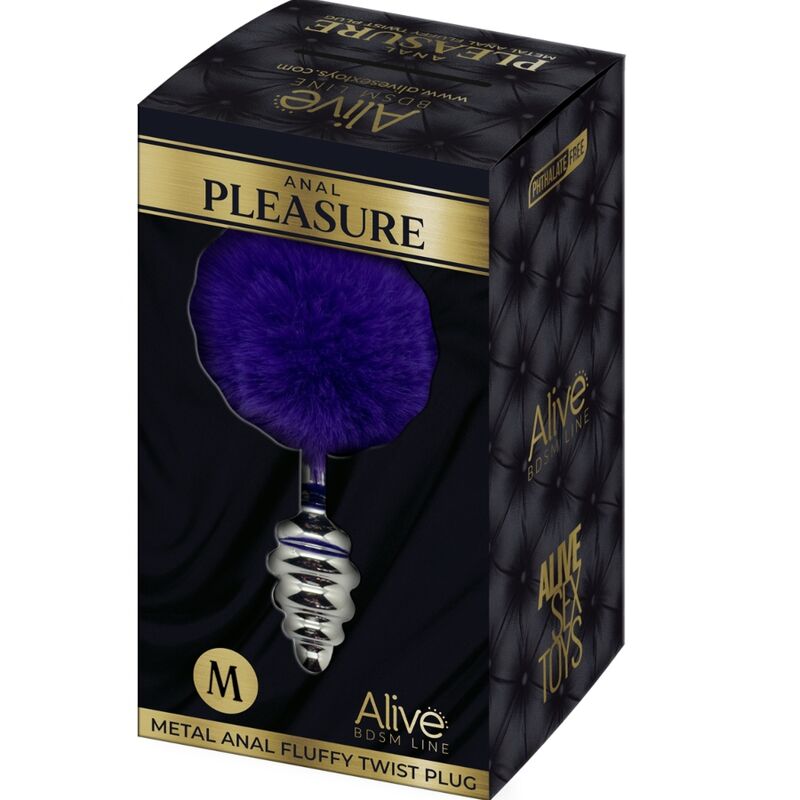ALIVE - PLUG DE PRAZER ANAL ESPIRAL METAL FLUFFY DARK VIOLETA TAMANHO M - Toys "n" Us