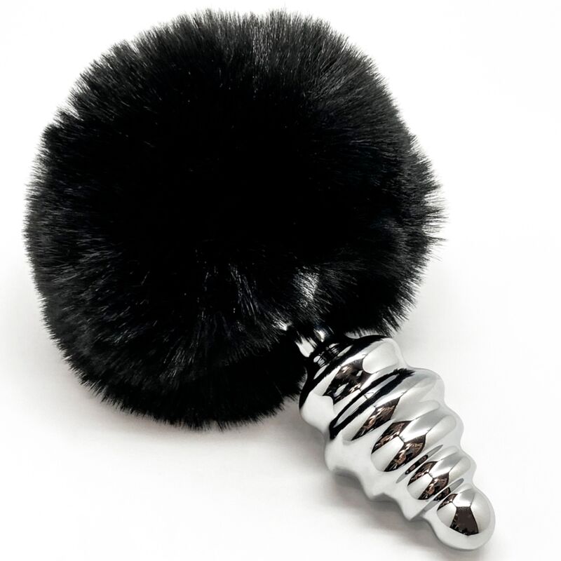ALIVE - PLUG DE PRAZER ANAL ESPIRAL METAL FLUFFY PRETO TAMANHO M - Toys "n" Us