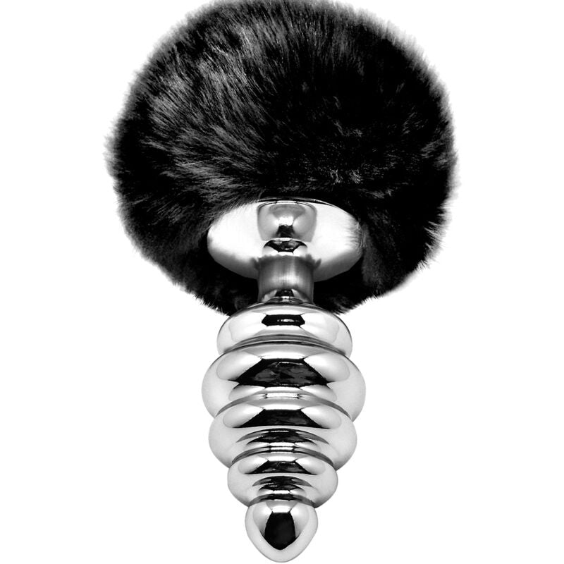 ALIVE - PLUG DE PRAZER ANAL ESPIRAL METAL FLUFFY PRETO TAMANHO M - Toys "n" Us