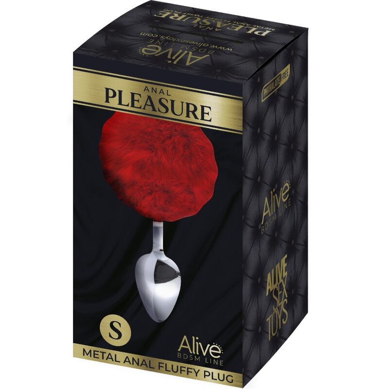 ALIVE - PLUG DE PRAZER ANAL METAL LISO FLUFFY VERMELHO TAMANHO S - Toys "n" Us