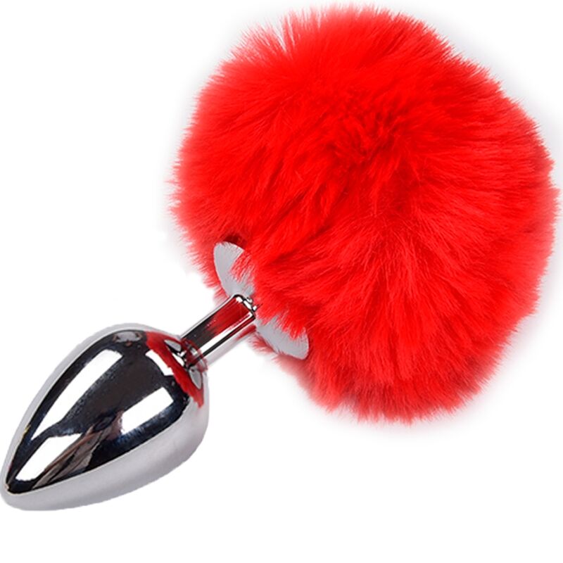 ALIVE - PLUG DE PRAZER ANAL METAL LISO FLUFFY VERMELHO TAMANHO S - Toys "n" Us