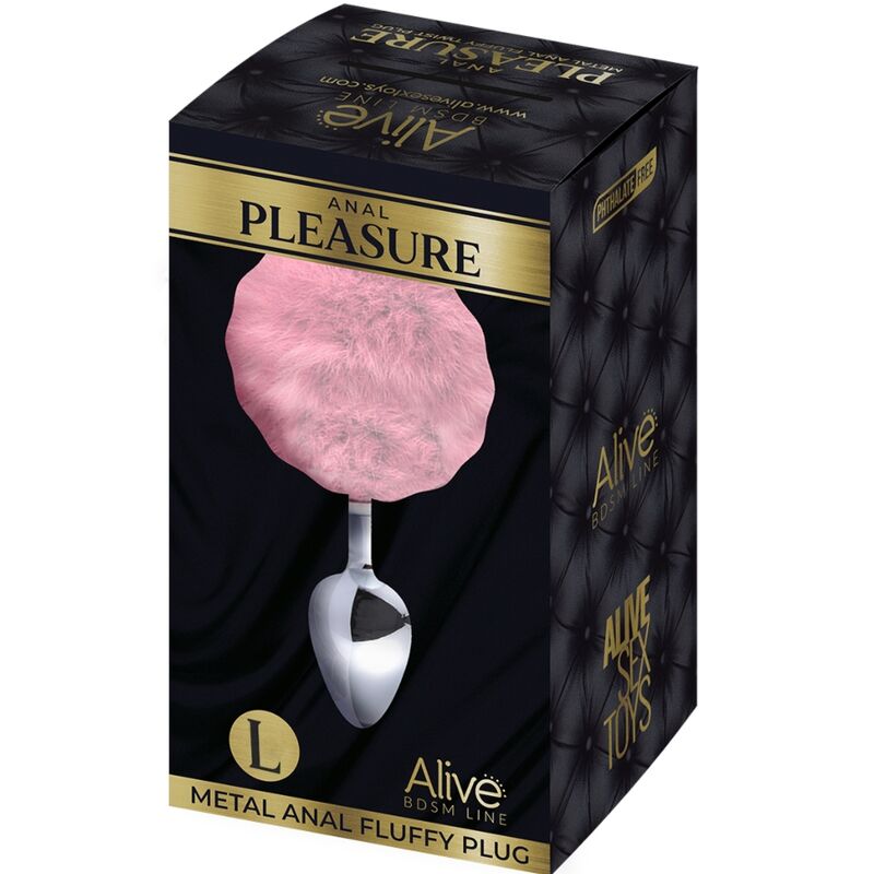 ALIVE - PLUG PRAZER ANAL METAL LISO FLUFFY ROSA TAMANHO S - Toys "n" Us