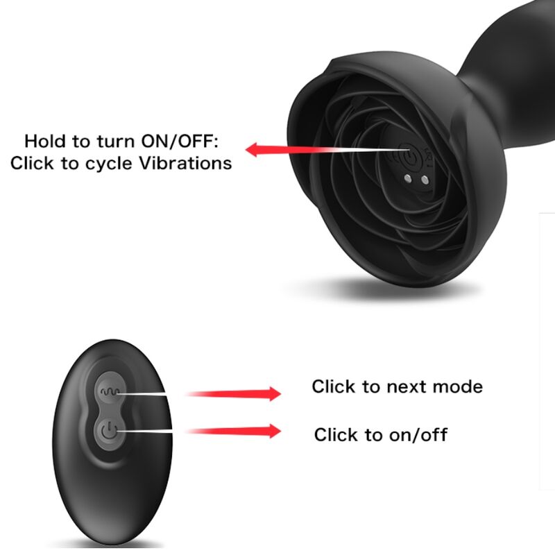 ARMONY - EXTREME A BLOOM ROSE VIBRATOR & ANAL PLUG REMOTE CONTROL BLACK - Toys "n" Us