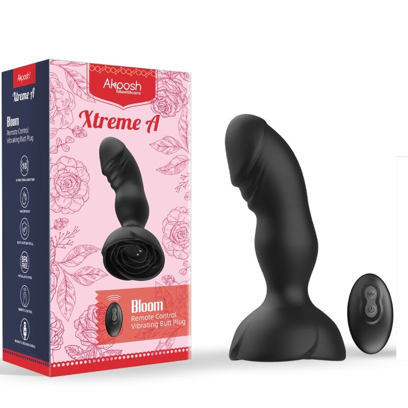 ARMONY - EXTREME A BLOOM ROSE VIBRATOR & ANAL PLUG REMOTE CONTROL BLACK - Toys "n" Us