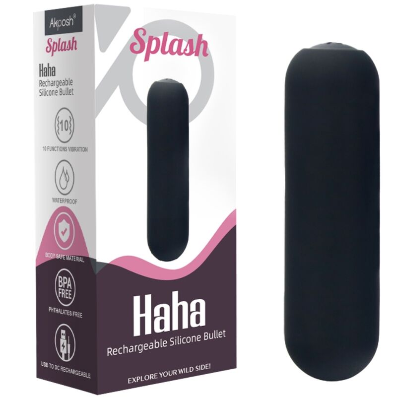 ARMONY - SPLASH HAHA VIBRATOR BULLET SILICONE 10 VIBRATIONS 75 X 19 CM BLACK - Toys "n" Us