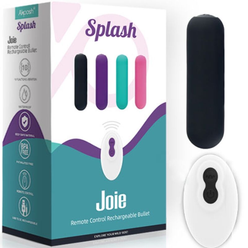 ARMONY - SPLASH JOIE VIBRATOR BULLET SILICONE REMOTE CONTROL 10 VIBRATIONS 75 X 19 CM BLACK - Toys "n" Us