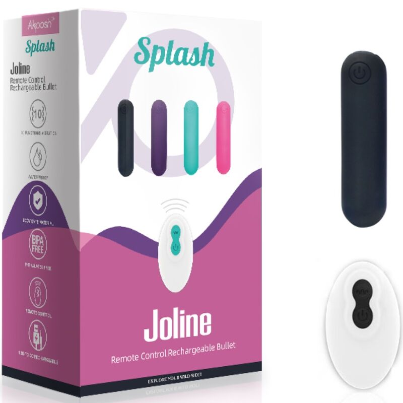 ARMONY - SPLASH JOLINE VIBRATOR BULLET SILICONE REMOTE CONTROL 10 VIBRATIONS 65 X 15 CM BLACK - Toys "n" Us