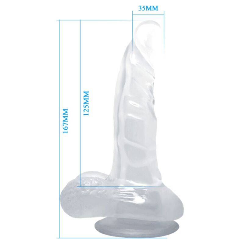 BAILE - DILDO REALÍSTICO COM VENTOSA E TESTÍCULOS 16.7 CM TRANSPARENTE - Toys "n" Us