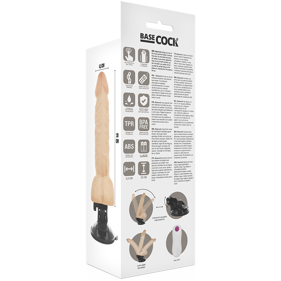BASECOCK - VIBRADOR ARTICULVEL CONTROLE REMOTO NATURAL 20 CM - O - 4.5 CM - Toys "n" Us