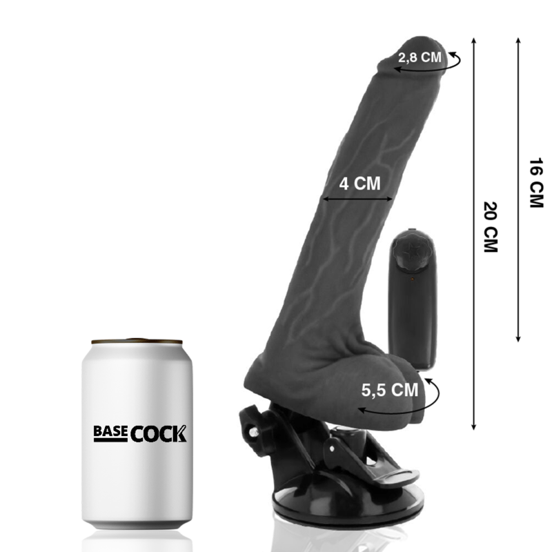 BASECOCK - VIBRADOR DE CONTROLE REMOTO NATURAL REALISTA COM TESTÍCULOS 20 CM - O - 4 CM - Toys "n" Us