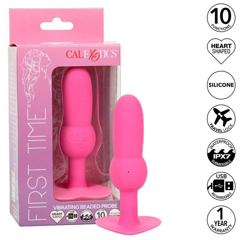 CALEXOTICS - FIRST TIME ANAL PLUG BEADED PROBE 10 VIBRATIONS PINK - Toys "n" Us