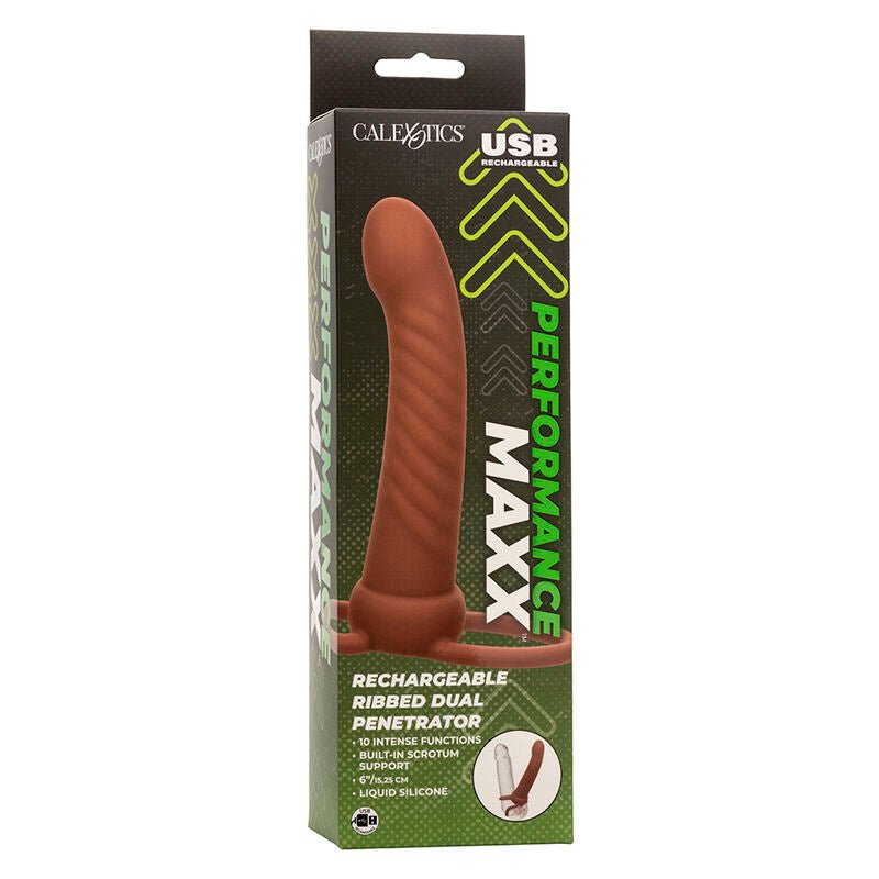 CALEXOTICS - MAXX RIBBED DUAL PENETRATOR 10 VIBRATIONS BROWN - Toys "n" Us