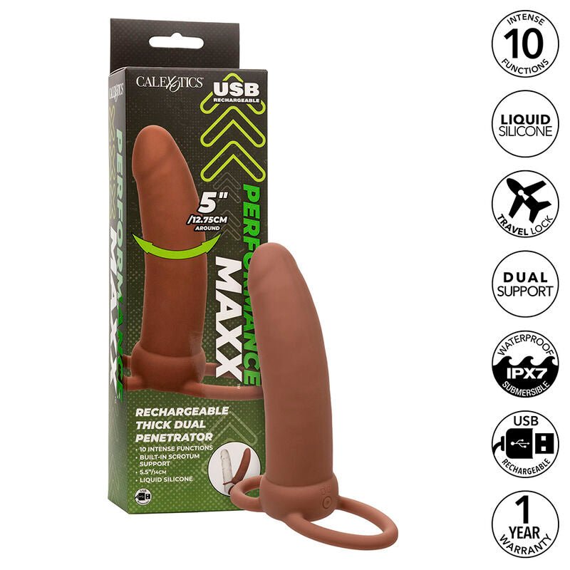 CALEXOTICS - MAXX THICK DUAL PENETRATOR 10 VIBRATIONS BROWN - Toys "n" Us