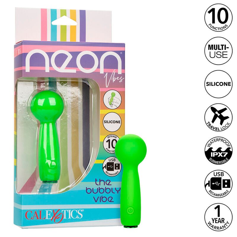 CALEXOTICS - NEON VIBES THE BUBBLY VIBE MINI MASSAGER 10 VIBRATIONS GREEN - Toys "n" Us