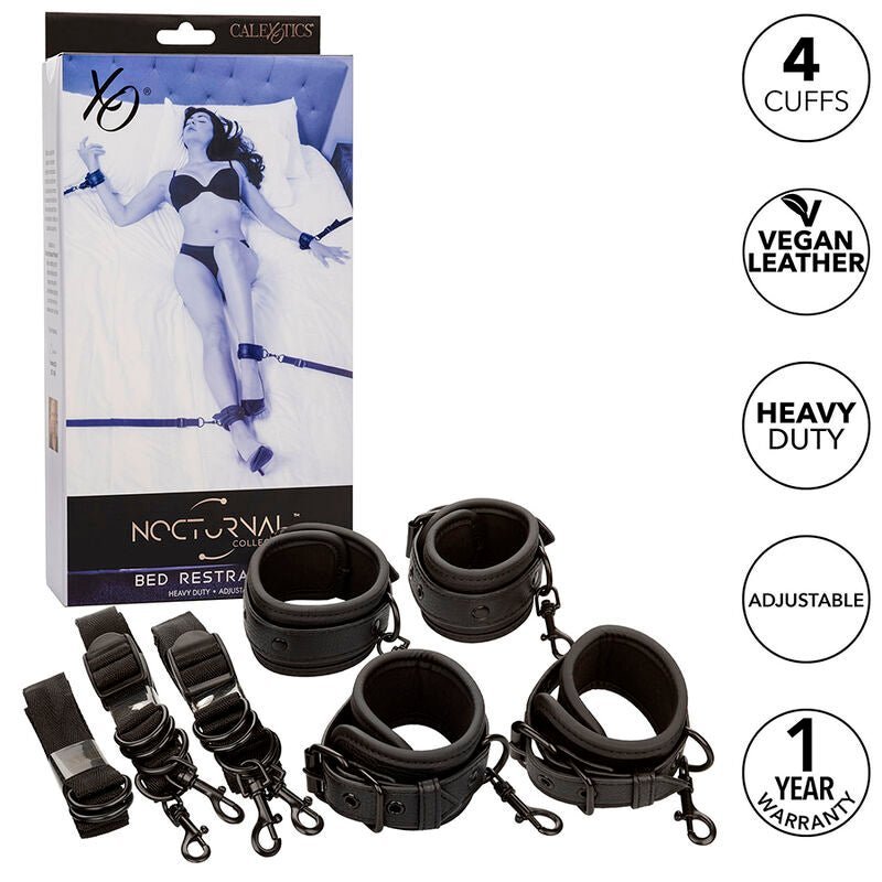 CALEXOTICS - NOCTURNAL BED RESTRAINTS LEATHER ADJUSTABLE BLACK - Toys "n" Us