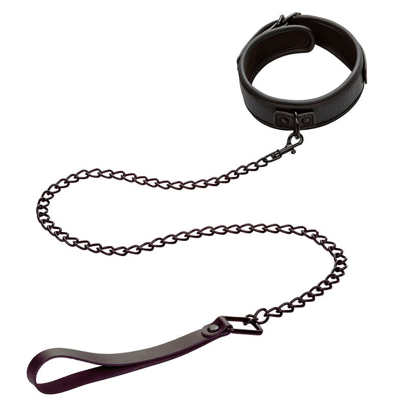 CALEXOTICS - NOCTURNAL COLLAR & LEASH LEATHER ADJUSTABLE BLACK - Toys "n" Us