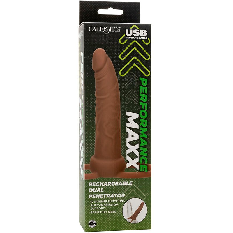 CALEXOTICS - PERFORMANCE MAXX RECHARGABLE DUAL PENETRATOR BROWN SKIN - Toys "n" Us