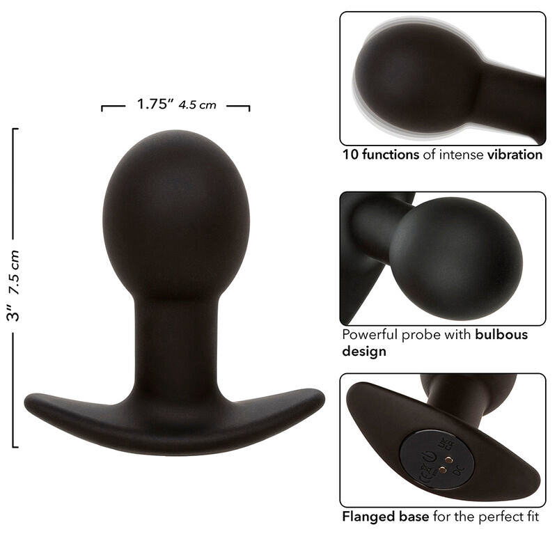 CALEXOTICS - ROCK BOTTOM ANAL PLUG 10 VIBRATIONS SILICONE BLACK - Toys "n" Us