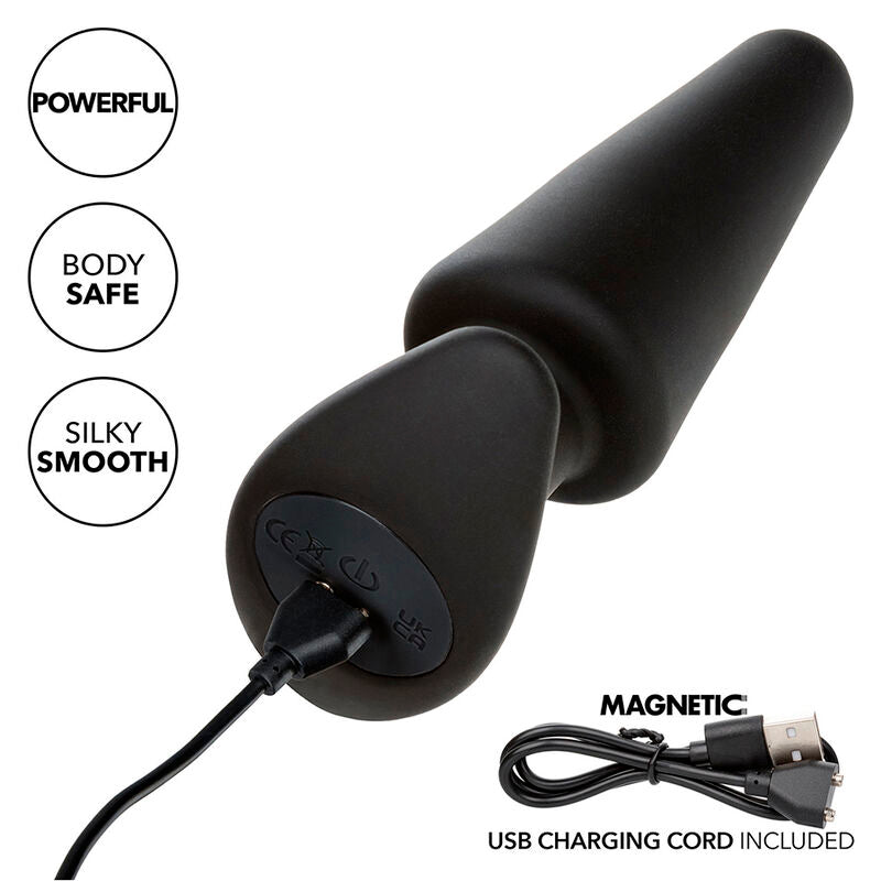CALEXOTICS - ROCK BOTTOM TAPERED ANAL PLUG 10 VIBRACIONES SILICONE BLACK - Toys "n" Us