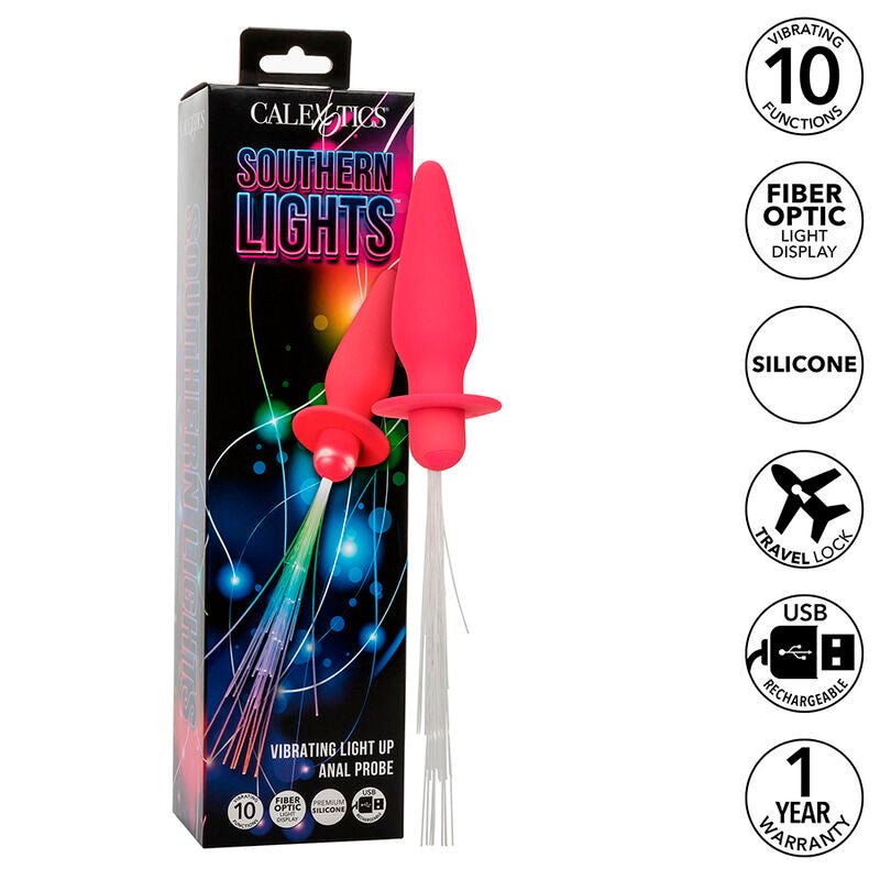 CALEXOTICS - SOUTHERN LIGHTS LIGHT UP ANAL PLUG 10 VIBRATIONS SILICONE PINK - Toys "n" Us