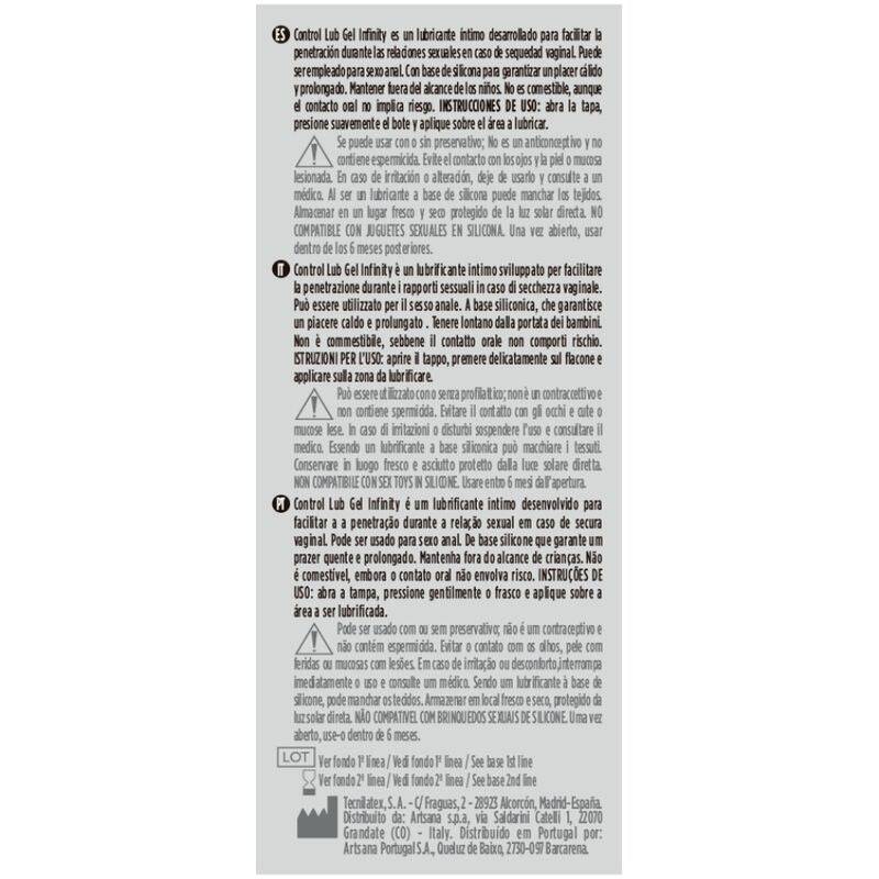 CONTROL - LUBRIFICANTE BASE DE SILICONE INFINITY 75 ML - Toys "n" Us