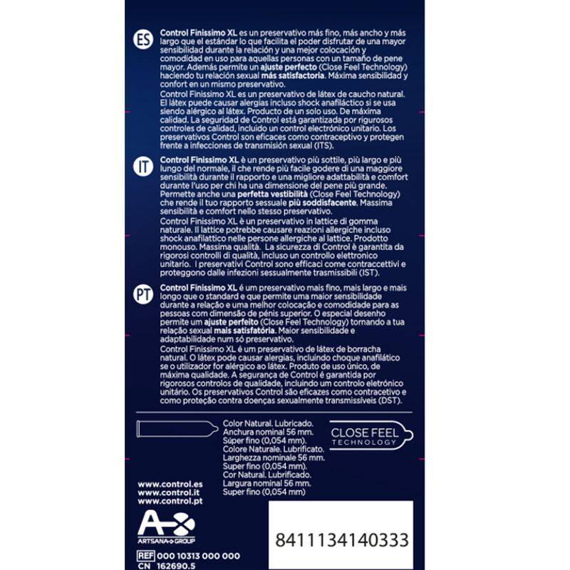 CONTROL - PRESERVATIVOS FINISSIMO XL 12 UNIDADES - Toys "n" Us
