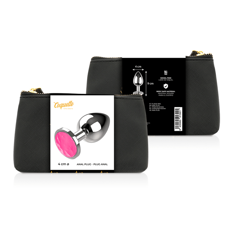 COQUETTE CHIC DESIRE - ANAL PLUG METAL COR ROSA TAMANHO L 4 X 9 CM - Toys "n" Us