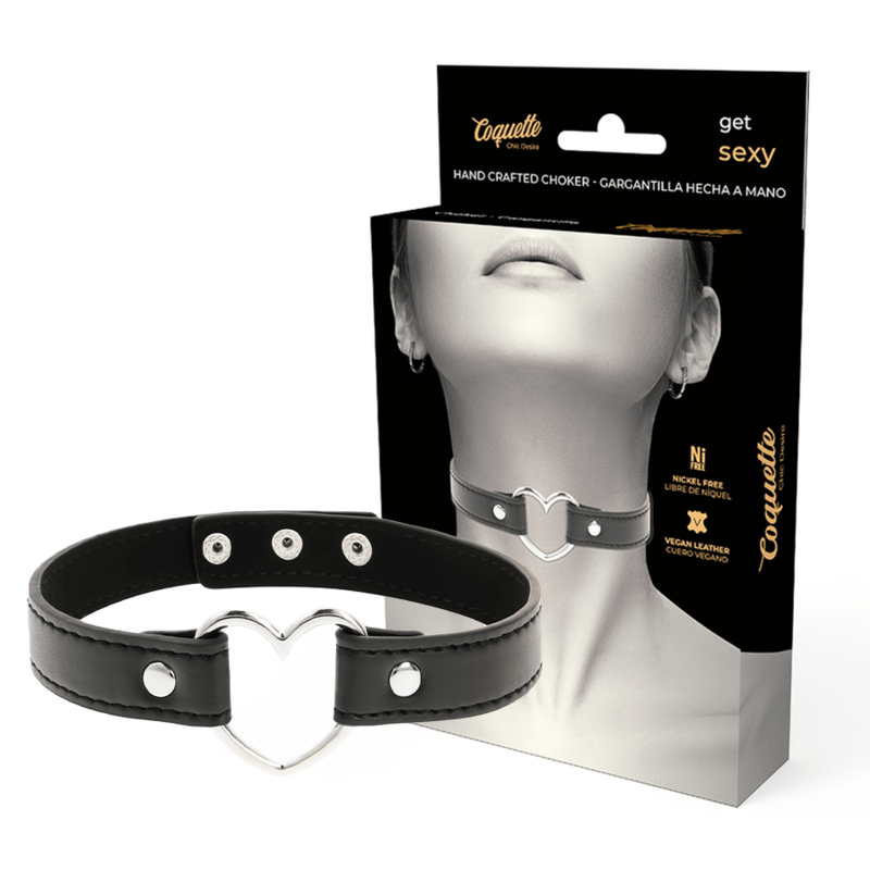 COQUETTE CHIC DESIRE - COLAR DE COURO VEGANO ACESSÓRIO DE CORAO MULHER - Toys "n" Us