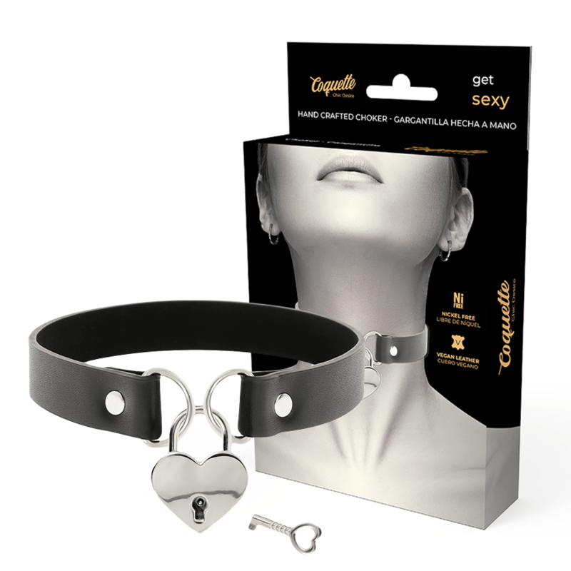COQUETTE CHIC DESIRE - COLAR DE COURO VEGANO COM ACESSÓRIO DE CORAO COM CHAVE - Toys "n" Us