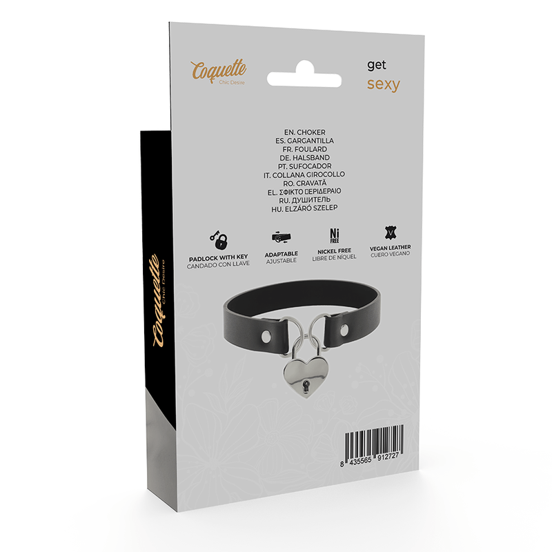 COQUETTE CHIC DESIRE - COLAR DE COURO VEGANO COM ACESSÓRIO DE CORAO COM CHAVE - Toys "n" Us