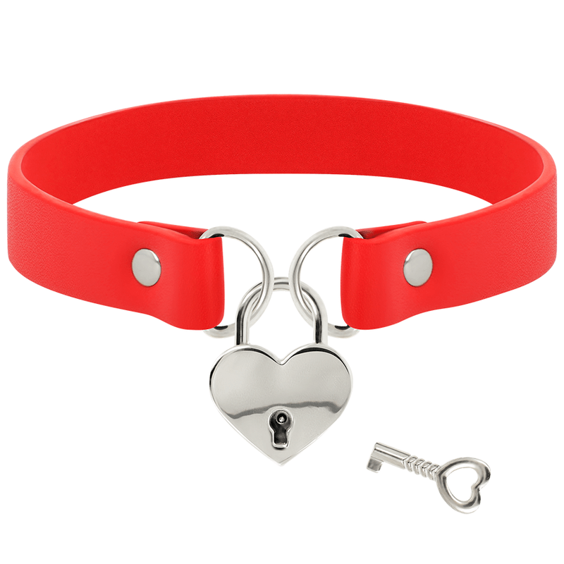COQUETTE CHIC DESIRE - COLAR DE COURO VEGANO VERMELHO COM ACESSÓRIO DE CORAO COM CHAVE - Toys "n" Us