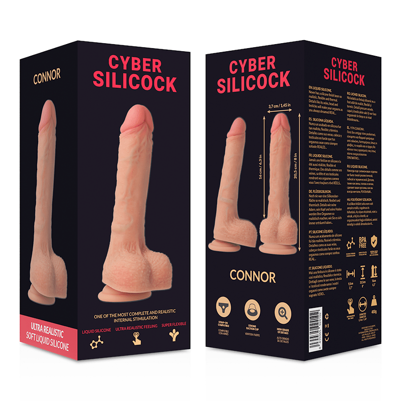 CYBER SILICOCK - STRAP - ON CONNOR LIQUID SILICONE WITH 3 RINGS FREE 20.5 CM - O - 3.7 CM - Toys "n" Us