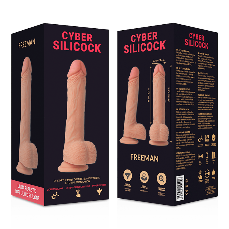 CYBER SILICOCK - STRAP - ON FREEMAN LIQUID SILICONE WITH 3 RINGS FREE 20 CM - O - 3.8 CM - Toys "n" Us