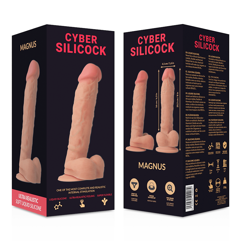 CYBER SILICOCK - STRAP - ON MAGNUS LIQUID SILICONE WITH 3 RINGS FREE 20.5 CM - O - 4.1 CM - Toys "n" Us