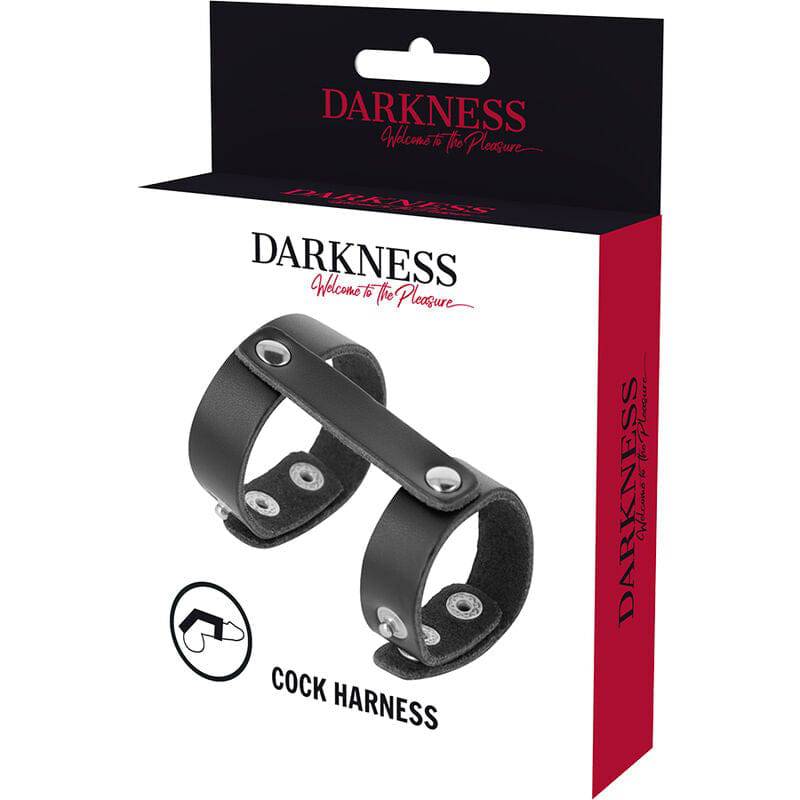 DARKNESS - ANEL DE PÉNIS E TESTÍCULOS AJUSTVEIS EM COURO - Toys "n" Us