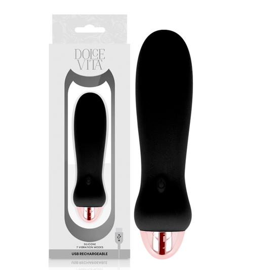 DOLCE VITA - VIBRADOR RECARREGÁVEL CINCO PRETO 7 VELOCIDADES - Toys "n" Us