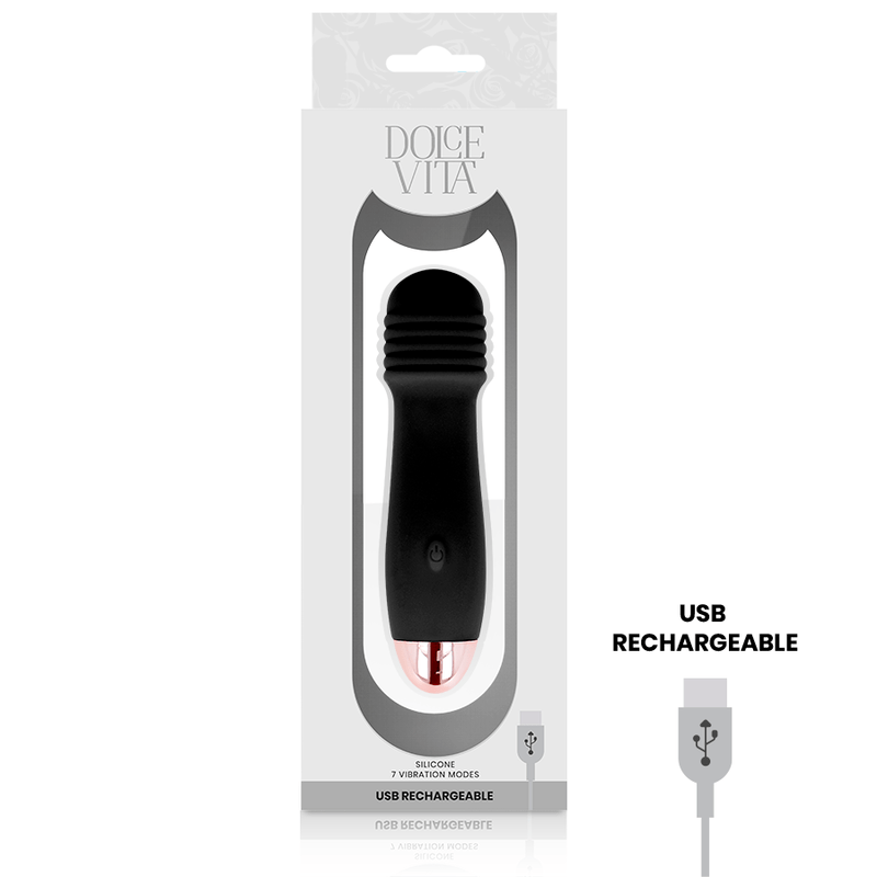 DOLCE VITA - VIBRADOR RECARREGÁVEL TRÊS PRETO 7 VELOCIDADE - Toys "n" Us