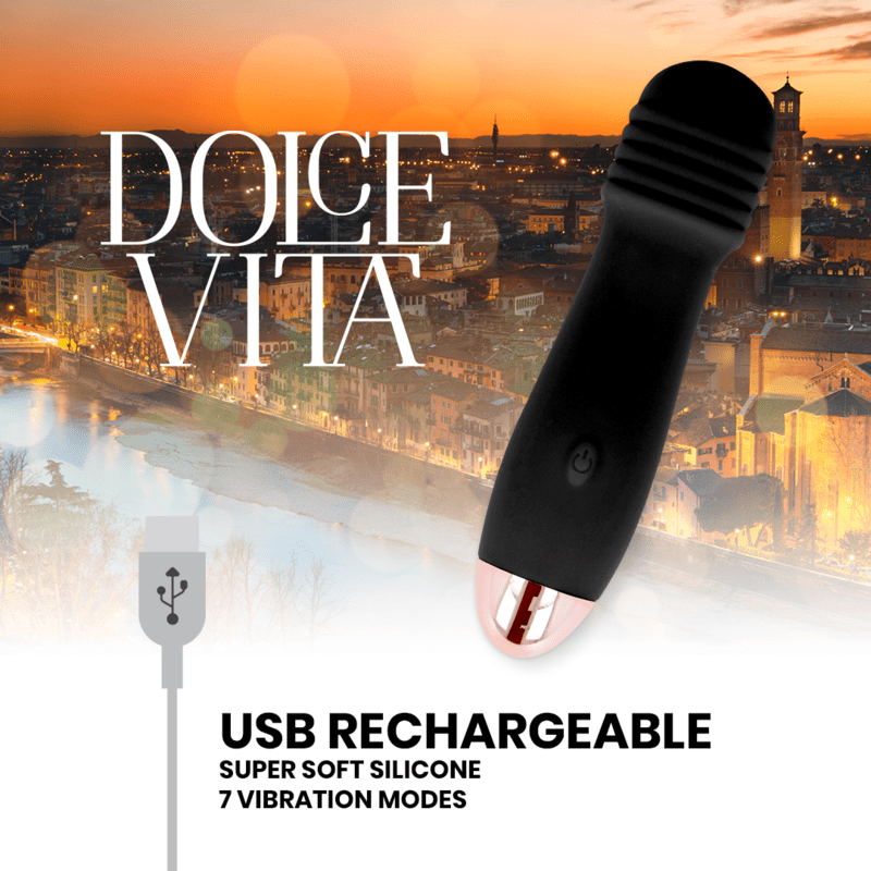 DOLCE VITA - VIBRADOR RECARREGÁVEL TRÊS PRETO 7 VELOCIDADE - Toys "n" Us