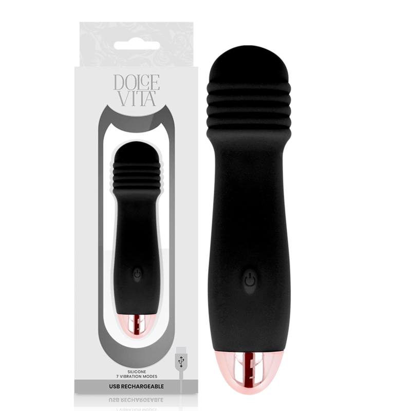 DOLCE VITA - VIBRADOR RECARREGÁVEL TRÊS PRETO 7 VELOCIDADE - Toys "n" Us