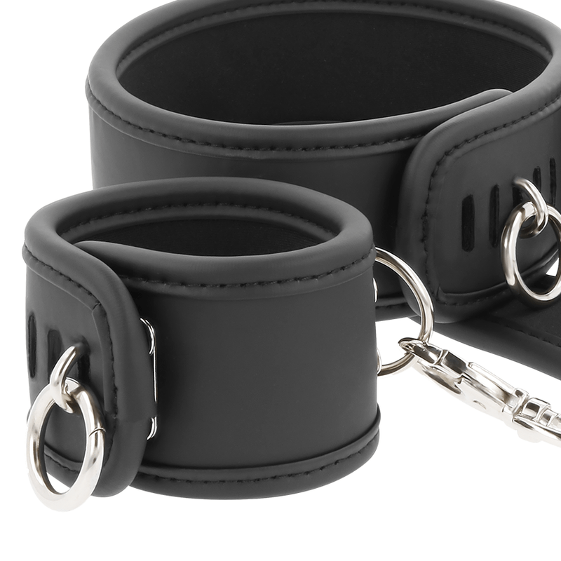 FETISH SUBMISSIVE - COLAR E ALGEMAS DE COURO VEGANO COM FORRO DE NOPRENE - Toys "n" Us