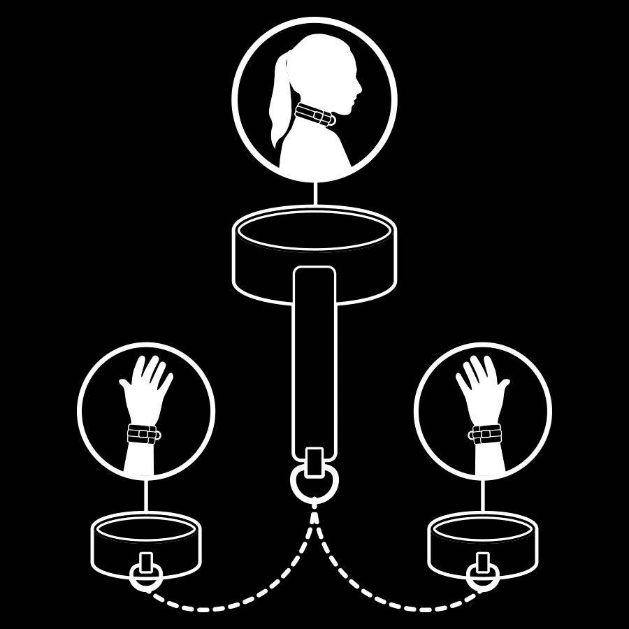 FETISH SUBMISSIVE - COLAR E ALGEMAS DE COURO VEGANO COM FORRO DE NOPRENE - Toys "n" Us