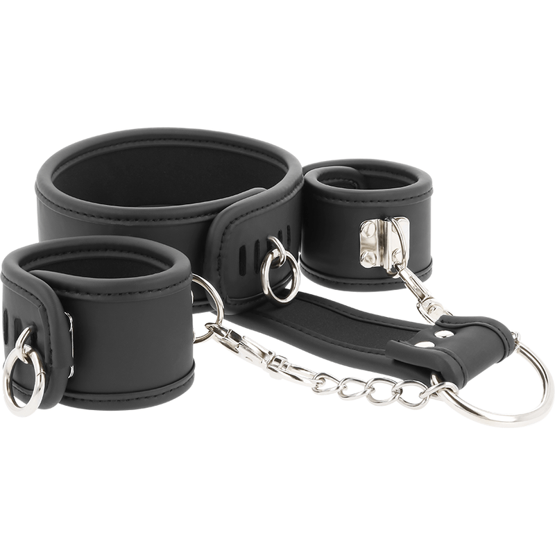 FETISH SUBMISSIVE - COLAR E ALGEMAS DE COURO VEGANO COM FORRO DE NOPRENE - Toys "n" Us