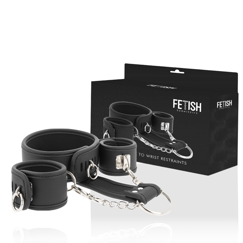 FETISH SUBMISSIVE - COLAR E ALGEMAS DE COURO VEGANO COM FORRO DE NOPRENE - Toys "n" Us