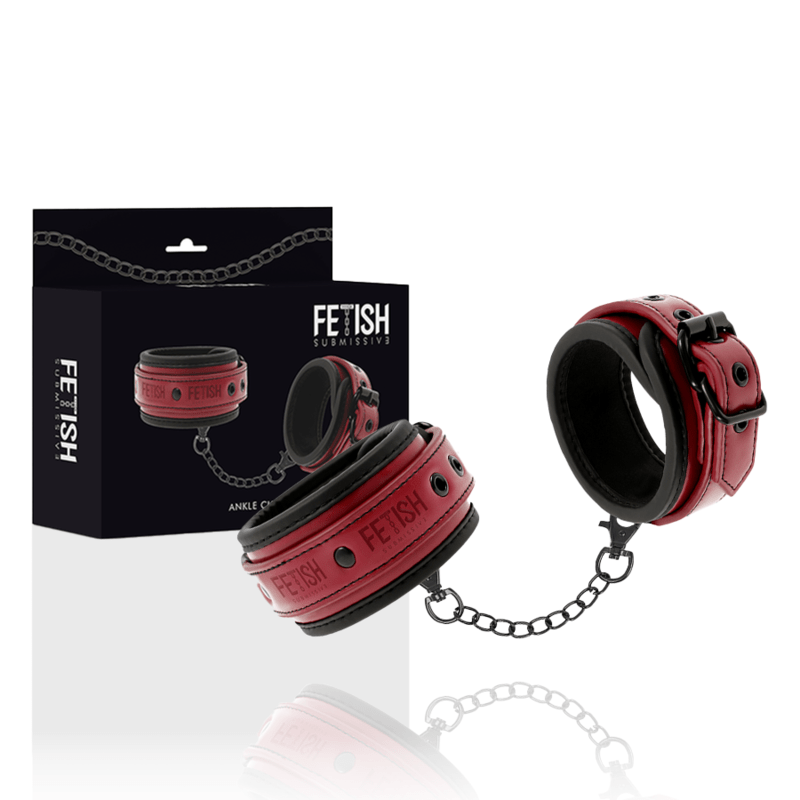 FETISH SUBMISSIVE DARK ROOM - ALGEMAS DE TORNOZELO DE COURO VEGANO COM FORRO DE NEOPRENE - Toys "n" Us