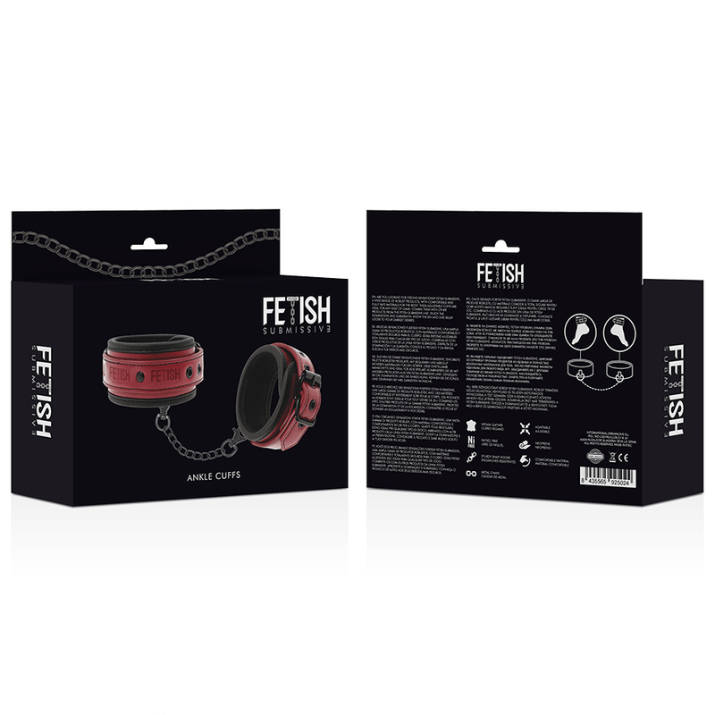 FETISH SUBMISSIVE DARK ROOM - ALGEMAS DE TORNOZELO DE COURO VEGANO COM FORRO DE NEOPRENE - Toys "n" Us
