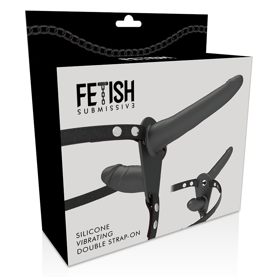 FETISH SUBMISSIVE HARNESS - VIBRADOR PRETO DE DUPLA PENETRAÇÃO - Toys "n" Us