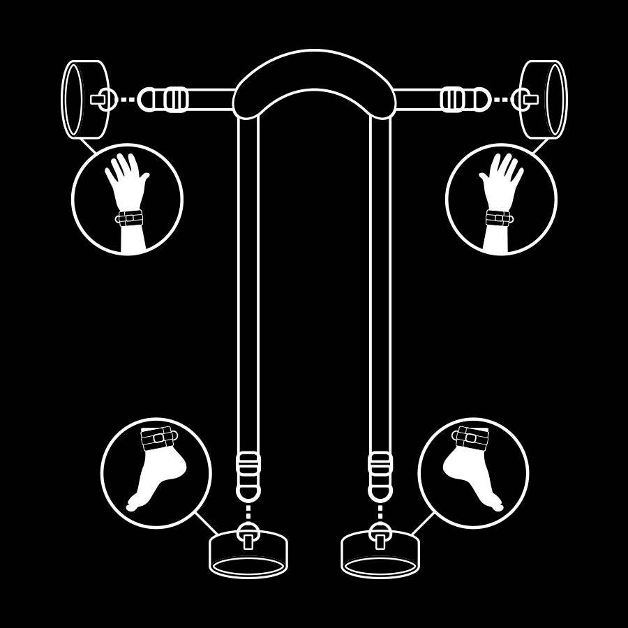 FETISH SUBMISSIVE - POSIÇÃO MESTRE COM 4 ALGEMAS REVESTIDAS COM NOPRENE - Toys "n" Us